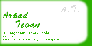 arpad tevan business card